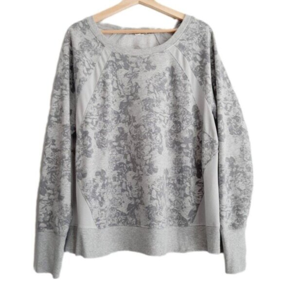 OLD NAVY Active Sweatshirt Mesh Panel Floral Pattern Grey Sz XXL - Picture 1 of 12